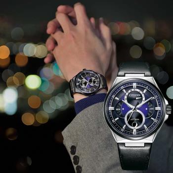 CITIZEN 星辰 限量 鈦金屬 光動能三重日曆月相手錶-紫/42mm BU0066-11W