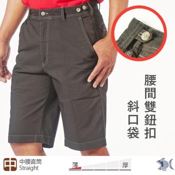 NST Jeans 腰間雙鈕扣 撞色縫線 男斜口袋短褲(中腰) 397(25966)