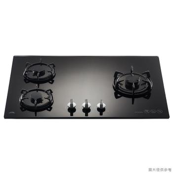 (含標準安裝)喜特麗【JT-GC399A】晶焱三口黑色玻璃檯面爐瓦斯爐(黑)