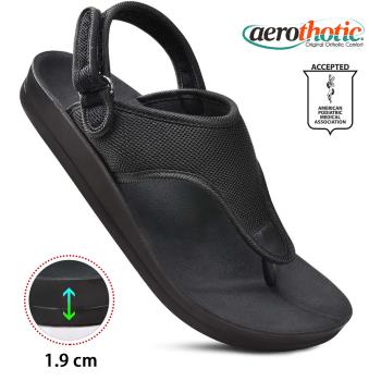 【Aerothotic 羅素】CORAL 高足弓 造型夾腳涼鞋(黑)