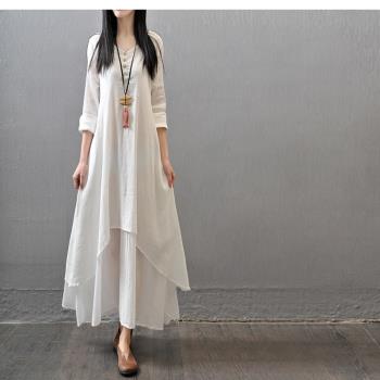 【JAR嚴選】簡約寬鬆大碼棉麻連衣裙