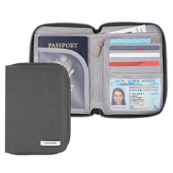 《TRAVELON》對開拉鍊護照包(煙灰)