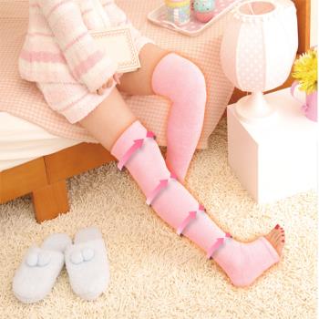日本 SUNFAMILY 發熱機能美腿襪 粉紅色-慈濟共善
