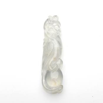 【雅紅珠寶】天然玻璃種白翡翠玉項鍊-龍鳯呈祥