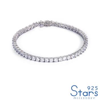 【925 STARS】純銀925閃耀優雅經典排鑽手鍊 造型手鍊 美鑽手鍊
