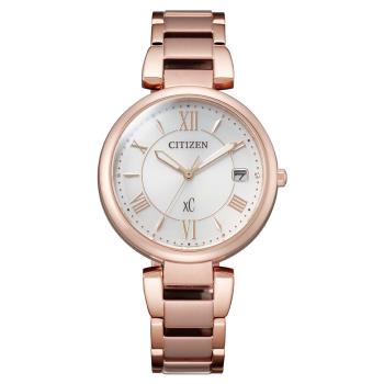 【CITIZEN】星辰 xC 光動能 Eco-Drive 亞洲限定 EO1192-59A 羅馬字 鋼錶帶女錶 33mm 玫瑰金/白