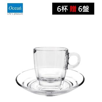 【Ocean】卡布奇諾咖啡杯盤組-210ml(6杯+6盤)/6入-可啡系列