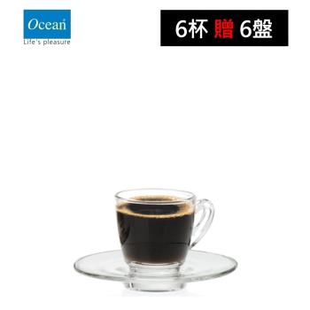 【Ocean】濃縮咖啡杯盤組-70ml(6杯+6盤)/6入-肯亞系列