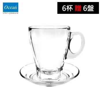 【Ocean】新美式咖啡杯盤組-355ml(6杯+6盤)/6入-可啡系列