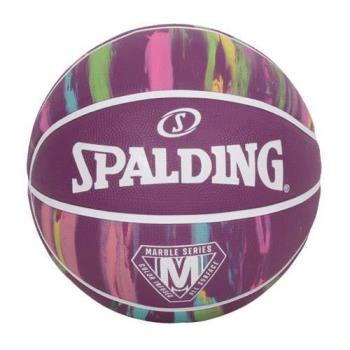 SPALDING 大理石系列紫彩#7橡膠籃球#40654-室內外 7號球 斯伯丁
