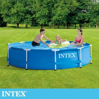 【INTEX】簡易裝圓形框架游泳池305x76cm(4485L)適用6歲+(28200NP)