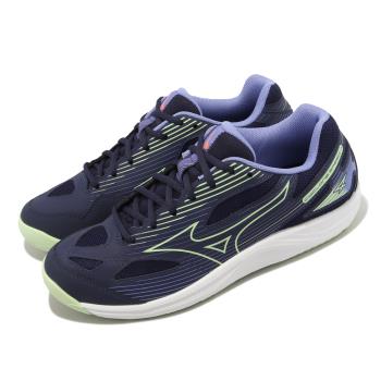 Mizuno 排球鞋 Cyclone Speed 4 紫 綠 男鞋 緩震 羽桌球鞋 美津濃 V1GA2380-11