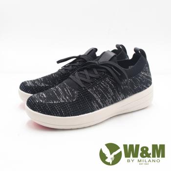 W&M(女)MODARE襪套式 飛線編織厚底女鞋-黑