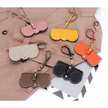 【Jpqueen】簡約造型全真牛皮眼鏡保護袋(6色可選)