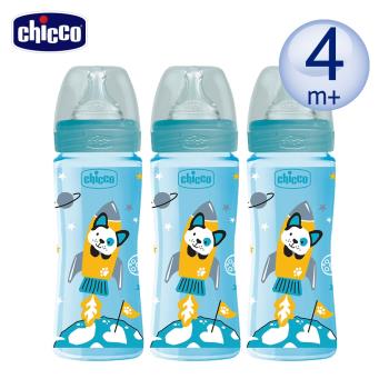 chicco-舒適哺乳-防脹氣PP奶瓶330ml(三孔)*3