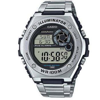 【CASIO】重工業風全金屬不鏽鋼電子錶-銀(MWD-100HD-1A)