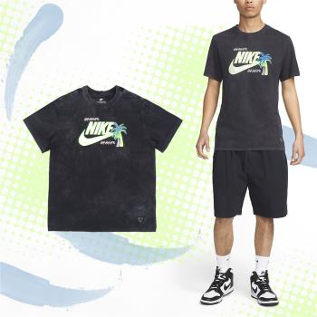 Nike 短袖 NSW Tee 黑 綠 水洗 棕梠 男款 短T 上衣 FB9789-010