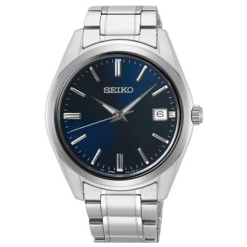 【SEIKO】精工 SUR309P1 大三針簡約 藍寶石鏡面 日期 鋼錶帶男錶 6N52-00A0B 藍/銀 40mm