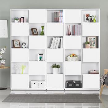 【AT HOME】布拉格1.35尺白色三單門書櫃