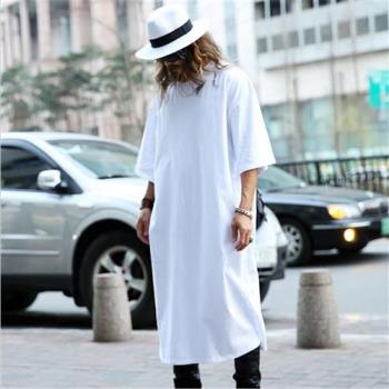 【巴黎精品】T恤五分袖上衣-長款寬鬆個性簡單男裝2色a1an23