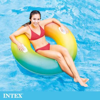 【INTEX】粉彩漸層游泳圈-直徑122cm 適用9歲+(58202EU)