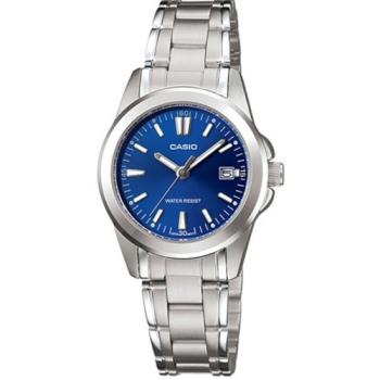 【CASIO 】都會典雅時尚藍色腕錶-點時刻(LTP-1215A-2A2)