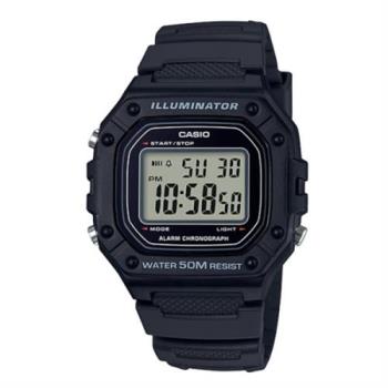 CASIO】復古帥氣方形數位電子錶-黑(W-218H-1A)
