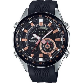 【CASIO】卡西歐 EDIFICE 賽車風格 橡膠錶帶 雙顯男錶 ERA-600PB-1A 黑