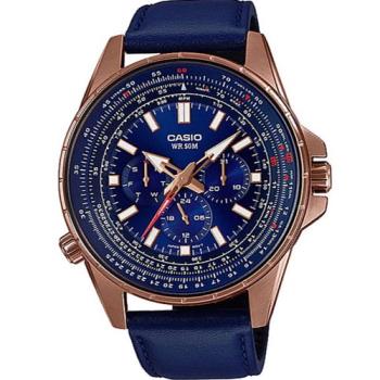 【CASIO 】靜謐天空精緻錶盤皮帶腕錶-藍(MTP-SW320RL-2A)
