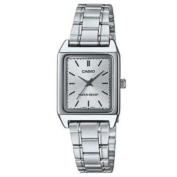 【CASIO】經典時尚方形不鏽鋼腕錶-羅馬銀面(LTP-V007D-7E)