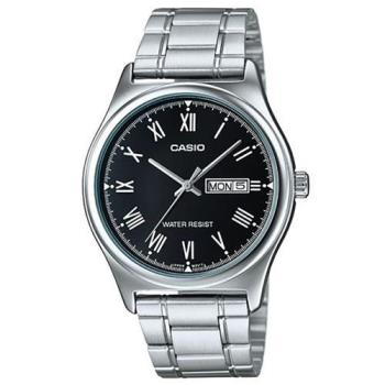 【CASIO】經典英倫復古不鏽鋼紳士指針錶-羅馬黑面(MTP-V006D-1B)