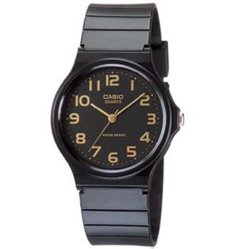 【CASIO】 超輕薄感指針錶-黑x金色數字 (MQ-24-1B2)