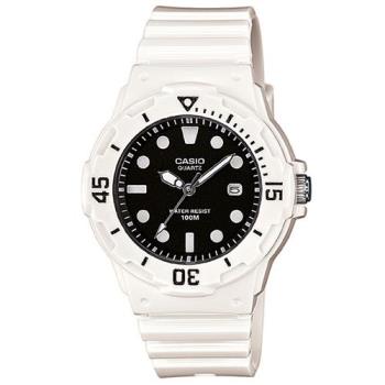 【CASIO】 潛水風運動休閒女錶-黑面白時標 (LRW-200H-1E)