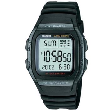 【CASIO】 樂活休閒運動數位錶-黑框X黑 (W-96H-1B)