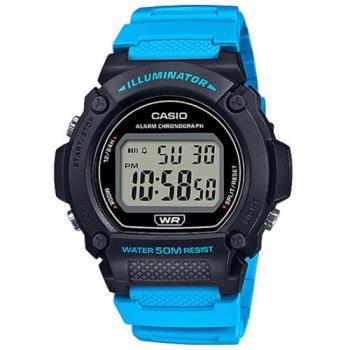 【CASIO】經典復古圓形大錶面休閒腕錶-藍X黑(W-219H-2A2)