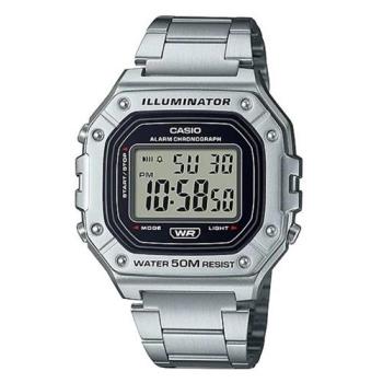 【CASIO】經典復古方形大錶面休閒腕錶-銀(W-218HD-1A)