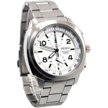 【SEIKO】精工 SNN207P1 復古方形 鋼錶帶 計時男錶 7T62-0HG0R 黑/銀 42mm