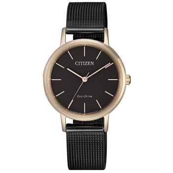 CITIZEN 星辰 LADYS系列 經典黑光動能米蘭帶女錶-30.2mm(EM0577-87E)