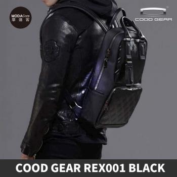 摩達客韓國進口COOD GEAR_REX001黑霧光刀刻紋頂級時尚商務雙邊後背包電腦包15L/可攜至14吋筆電/防潑水/人體工學