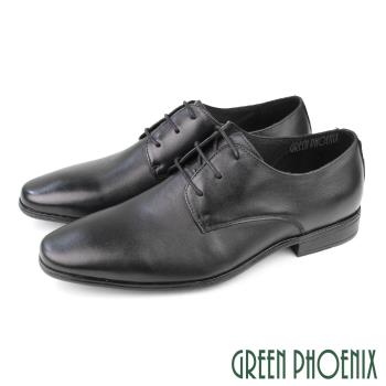 GREEN PHOENIX 男 紳士鞋 商務鞋 學生 皮鞋 真皮 牛皮 綁帶 素面T59-15612