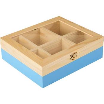 【ibili】6格木質茶包收納盒(藍)