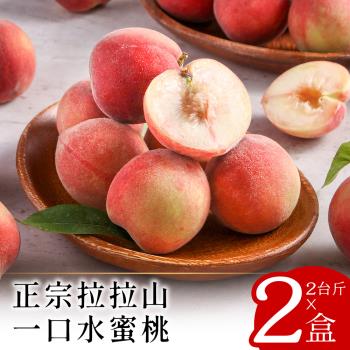 【喜樂果園】正宗拉拉山一口水蜜桃2台斤x2盒(冷藏配送)