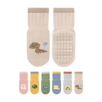 Colorland-3入寶寶襪 卡通大點膠止滑襪 童襪 嬰兒襪 地板襪 防滑襪