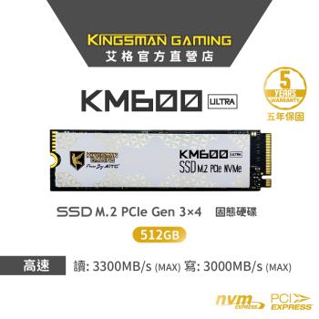【AITC】艾格 KINGSMAN KM600 ULTRA SSD 512GB M.2 2280 PCIe NVMe 固態硬碟+散熱片