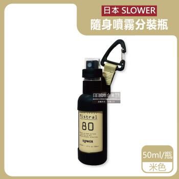 日本SLOWER 密封防漏酒精噴霧隨身瓶 50ml空瓶x1 (米色)