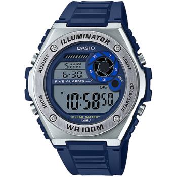 【CASIO】重工業風金屬錶圈膠帶電子錶-MWD-100H-2A