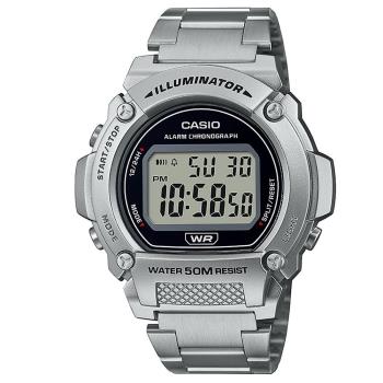 【CASIO】經典復古圓形大錶面休閒不鏽鋼腕錶(W-219HD-1)