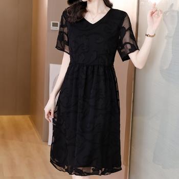 麗質達人 - 3516黑色堤花洋裝