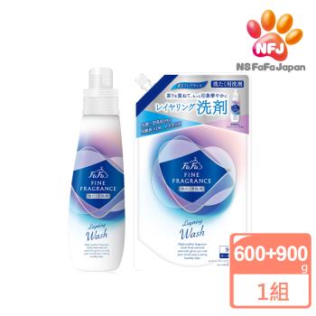 日本FaFa 皂香抗菌洗衣套組(洗衣精600g+補充包900g)