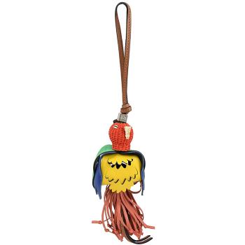LOEWE 品牌LOGO拼色鸚鵡造型牛皮鑰匙圈吊飾